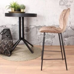 DS4U® Ruby Barkruk Velvet - Stof - Beige -Meubelwinkel 1000069047 0103