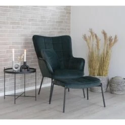 Giga Meubel Stoel Velvet Groen/Zwart - Zithoogte 44,5cm - Stoel Glasgow -Meubelwinkel 1000069899 0101