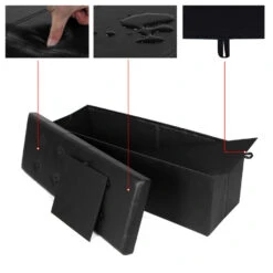 ACAZA Poef - Opvouwbaar - Zonder Poten - 2 Compartimenten - 110 Cm - Zwart -Meubelwinkel 1000070620 0102