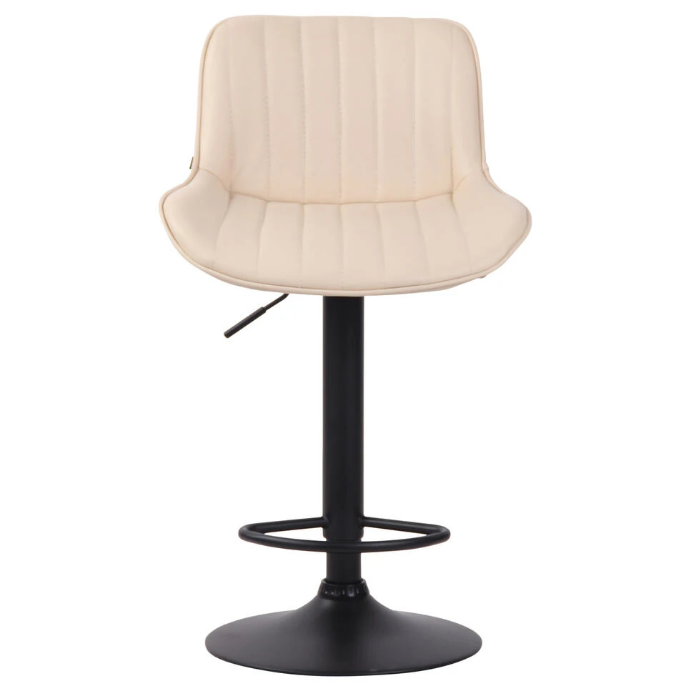 CLP Barkruk Lentini Zwart Frame Kunstleder Crème 4 CLP Barkruk Lentini Zwart Frame Kunstleder Crème - Afbeelding 2