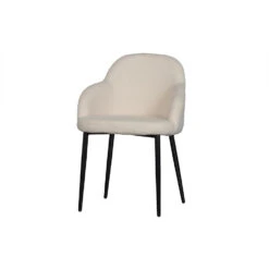 WOOOD Eetkamerstoel Noortje - Teddy - Wit - Set Van 2 -Meubelwinkel 1000071459 0102