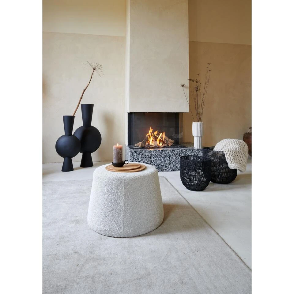 Poef Lauryn - Wit Bouclé - Ø59cm 4 Poef Lauryn - Wit Bouclé - Ø59cm - Afbeelding 2