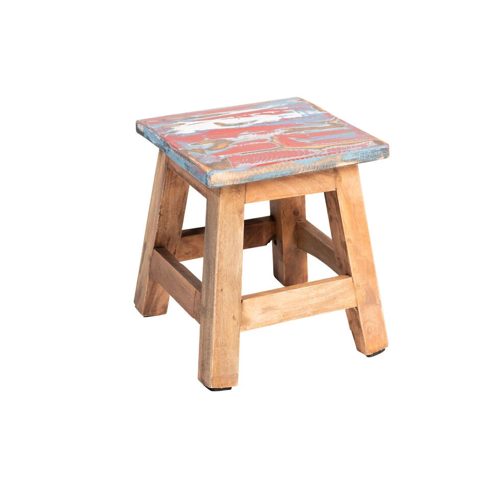 Rootsmann Houten Krukje - Mixkleur Hout - Hout 4 Rootsmann Houten Krukje - Mixkleur Hout - Hout - Afbeelding 2