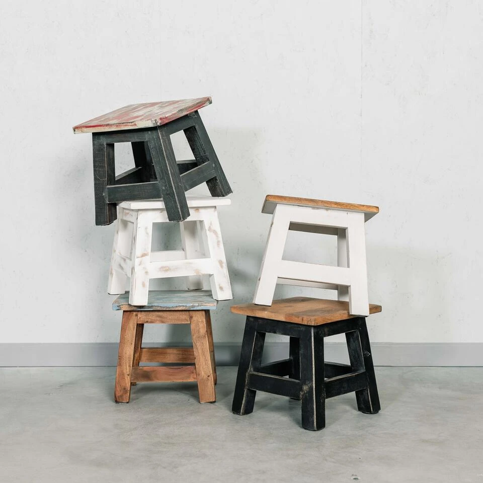 Rootsmann Houten Krukje - Mixkleur Hout - Hout 5 Rootsmann Houten Krukje - Mixkleur Hout - Hout - Afbeelding 3