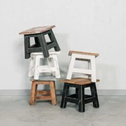 Rootsmann Houten Krukje - Wit - Hout -Meubelwinkel 1000074652 0102