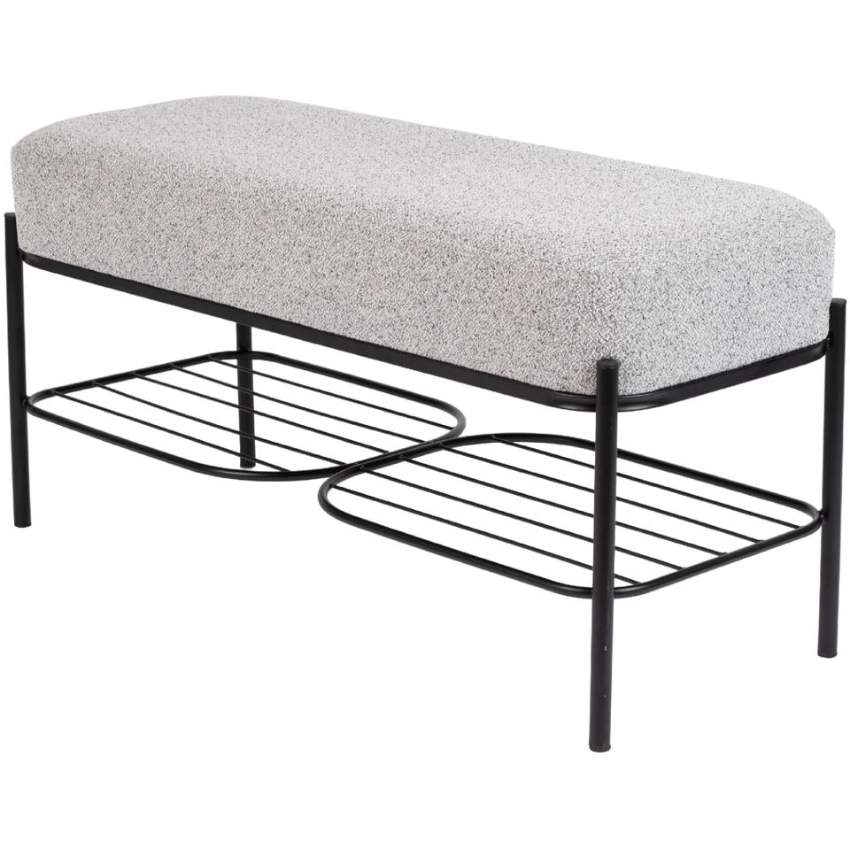 Puur Mandal Bankje 90cm - Stof - Grijs 4 Puur Mandal Bankje 90cm - Stof - Grijs - Afbeelding 2