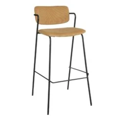 Mica Decorations Nanet Barkruk - H91 Cm - Velvet - Lichtbruin