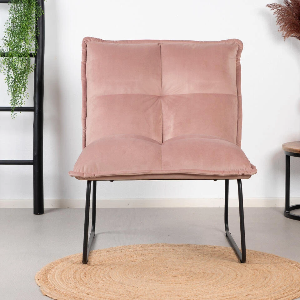 Velvet Fauteuil Maud Roze - Stof - Roze 4 Velvet Fauteuil Maud Roze - Stof - Roze - Afbeelding 2