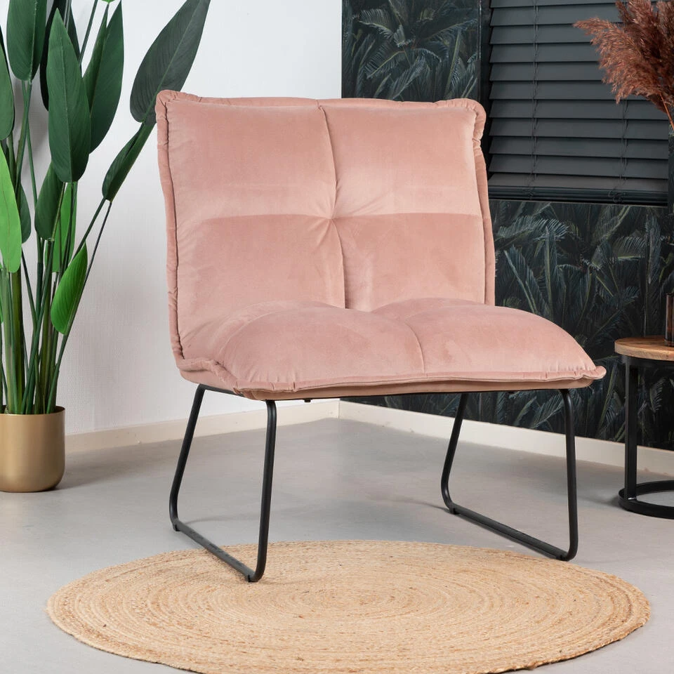 Velvet Fauteuil Maud Roze - Stof - Roze 6 Velvet Fauteuil Maud Roze - Stof - Roze - Afbeelding 4
