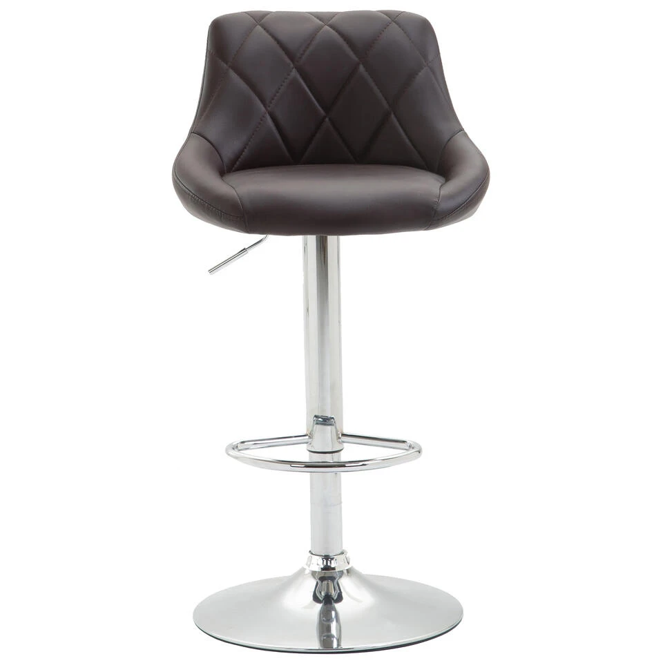 CLP Barkruk Lazio Chroom Frame Kunstleer Bruin 5 CLP Barkruk Lazio Chroom Frame Kunstleer Bruin - Afbeelding 3