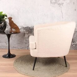 DS4U® Norah Fauteuil Teddy - Stof - Wit 9 DS4U® Norah Fauteuil Teddy - Stof - Wit -Meubelwinkel 1000081204 0103