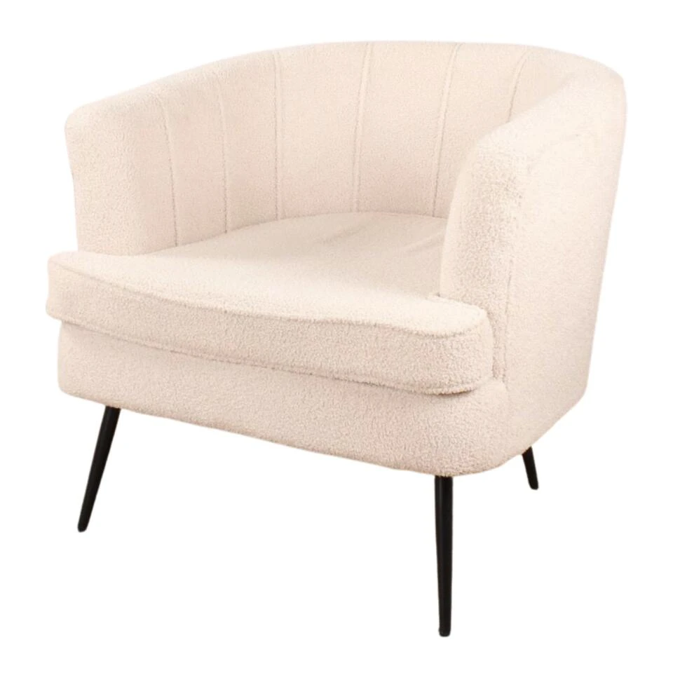 DS4U® Norah Fauteuil Teddy - Stof - Wit 3 DS4U® Norah Fauteuil Teddy - Stof - Wit