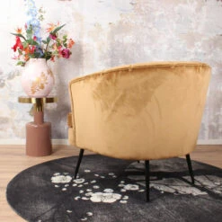 DS4U® Norah Fauteuil Velvet - Stof - Goudkleurig -Meubelwinkel 1000081843 0103