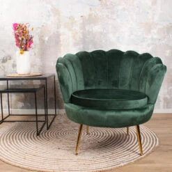 DS4U® Feliz Fauteuil Velvet - Stof - Groen -Meubelwinkel 1000081844 0102