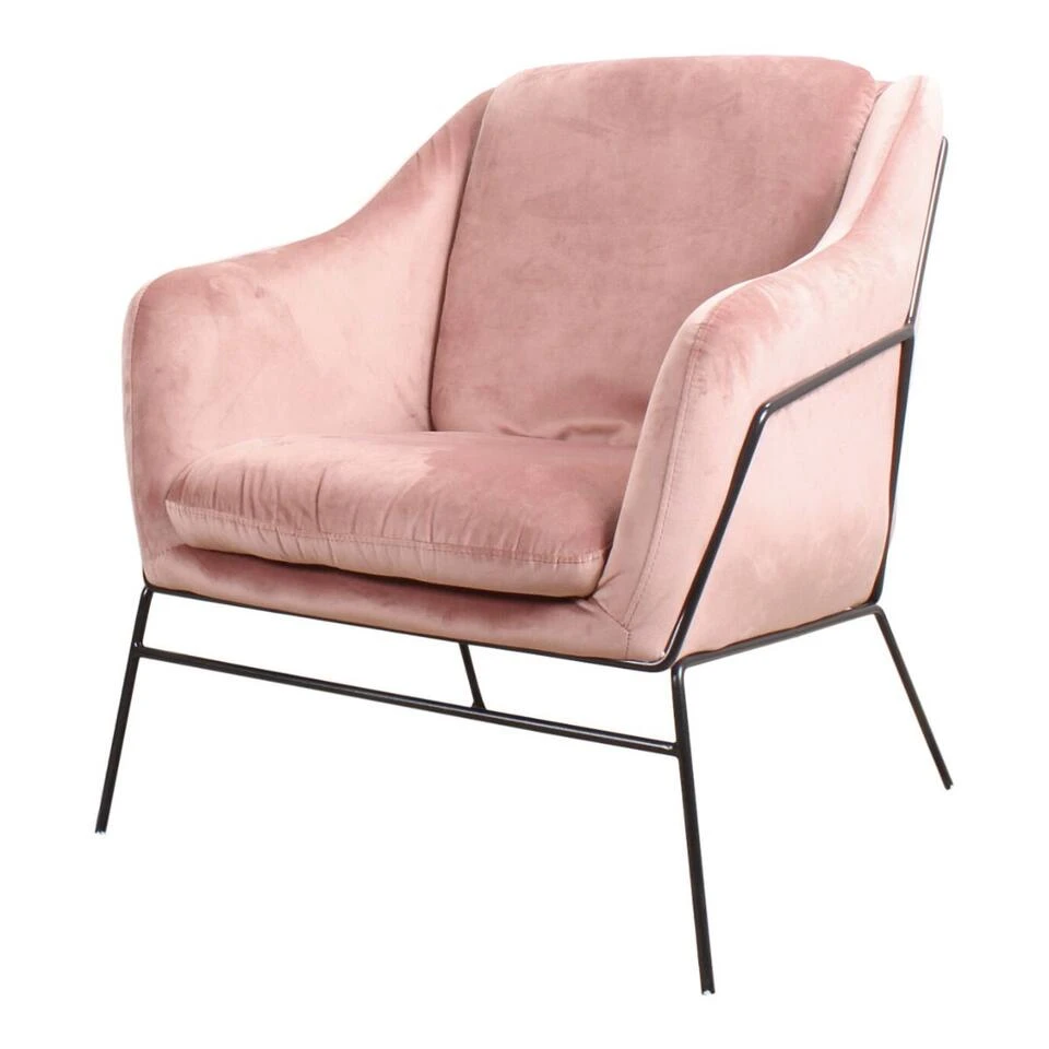 DS4U® Antonio Fauteuil Velvet - Stof - Roze 3 DS4U® Antonio Fauteuil Velvet - Stof - Roze