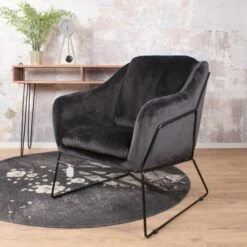 DS4U® Antonio Fauteuil Velvet - Stof - Zwart -Meubelwinkel 1000082945 0101