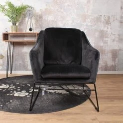 DS4U® Antonio Fauteuil Velvet - Stof - Zwart -Meubelwinkel 1000082945 0102