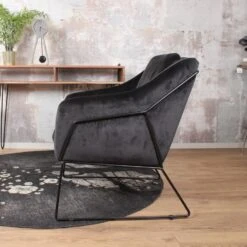 DS4U® Antonio Fauteuil Velvet - Stof - Zwart -Meubelwinkel 1000082945 0103