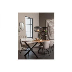 WOOOD Lucy Eetkamerbankje - Bouclé - Off White - 87x150x67 -Meubelwinkel 1000084221 0102