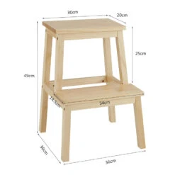 ACAZA Houten Opstapje - Krukje Met 2 Niveaus Voor Keuken Of Kelder - Bruin -Meubelwinkel 1000085108 0102