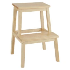 ACAZA Houten Opstapje - Krukje Met 2 Niveaus Voor Keuken Of Kelder - Bruin