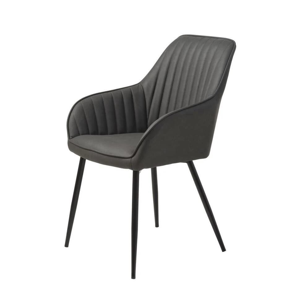 Giga Meubel Eetkamerstoel PU Leer - Grijs - 59x58x83,5cm - Stoel Melfort 5 Giga Meubel Eetkamerstoel PU Leer - Grijs - 59x58x83,5cm - Stoel Melfort - Afbeelding 3