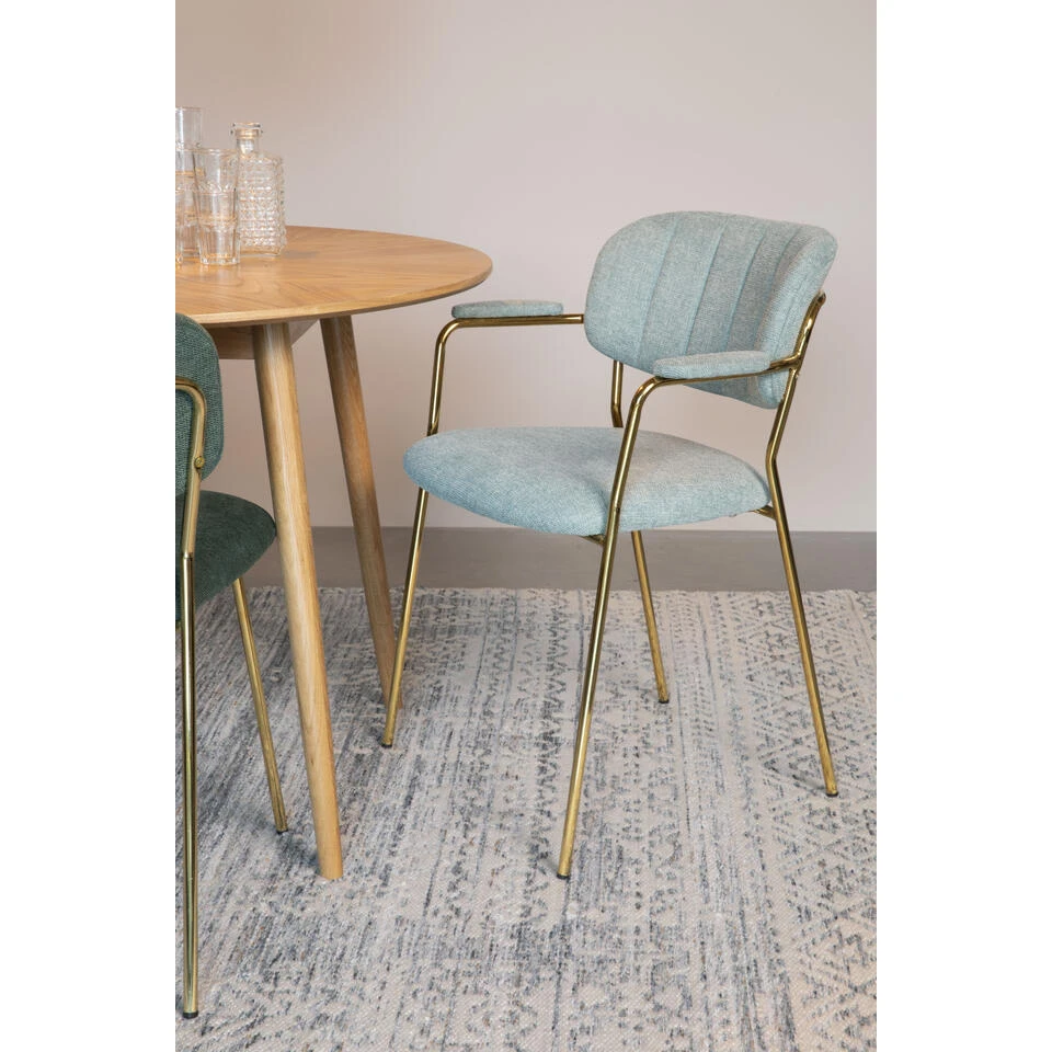 Rein Living Jolien Armstoel - Goud/Lichtgroen - Set Van 2 4 Rein Living Jolien Armstoel - Goud/Lichtgroen - Set Van 2 - Afbeelding 2