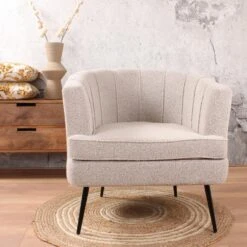 DS4U® Norah Fauteuil Bouclé - Stof - Taupe -Meubelwinkel 1000092815 0102