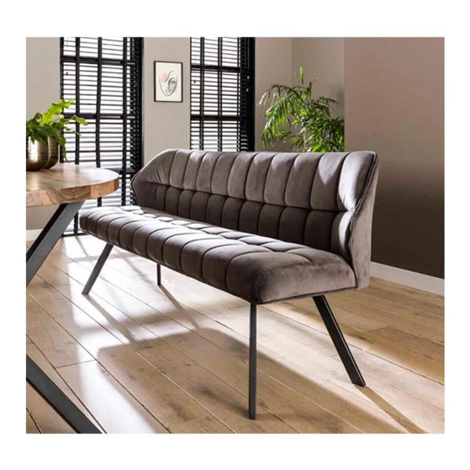 Kalfort Kelly Eetkamerbank Velvet Antraciet - 58x180x46 Cm 4 Kalfort Kelly Eetkamerbank Velvet Antraciet - 58x180x46 Cm - Afbeelding 2