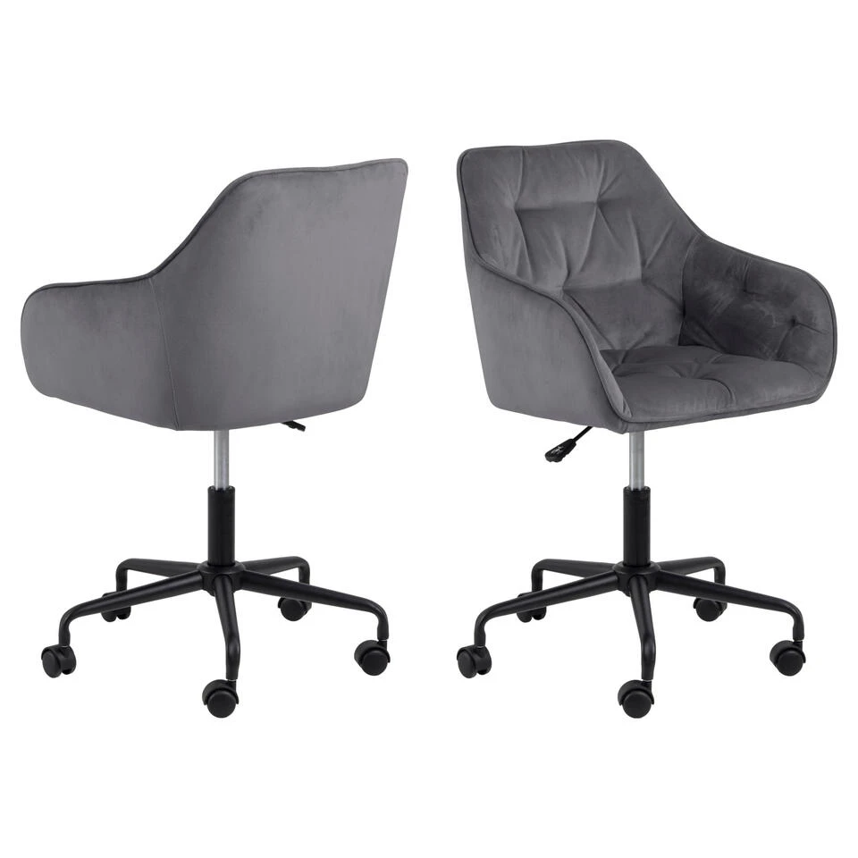 Sohome Bureaustoel Otto - Velvet - Dark Grey 3 Sohome Bureaustoel Otto - Velvet - Dark Grey