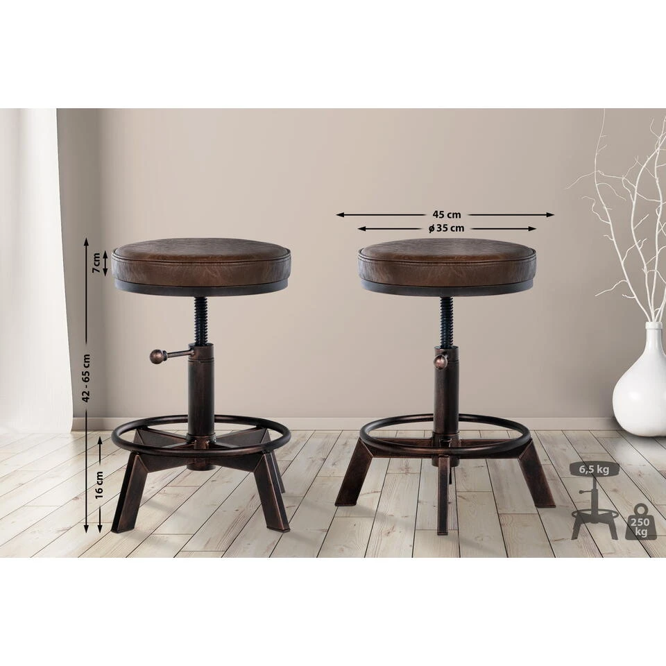 CLP Hocker Destin Kunstleder Bronskleurig 4 CLP Hocker Destin Kunstleder Bronskleurig - Afbeelding 2