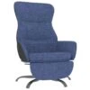VidaXL Relaxstoel Met Voetensteun Stof Blauw 2 VidaXL Relaxstoel Met Voetensteun Stof Blauw -Meubelwinkel 1000095972