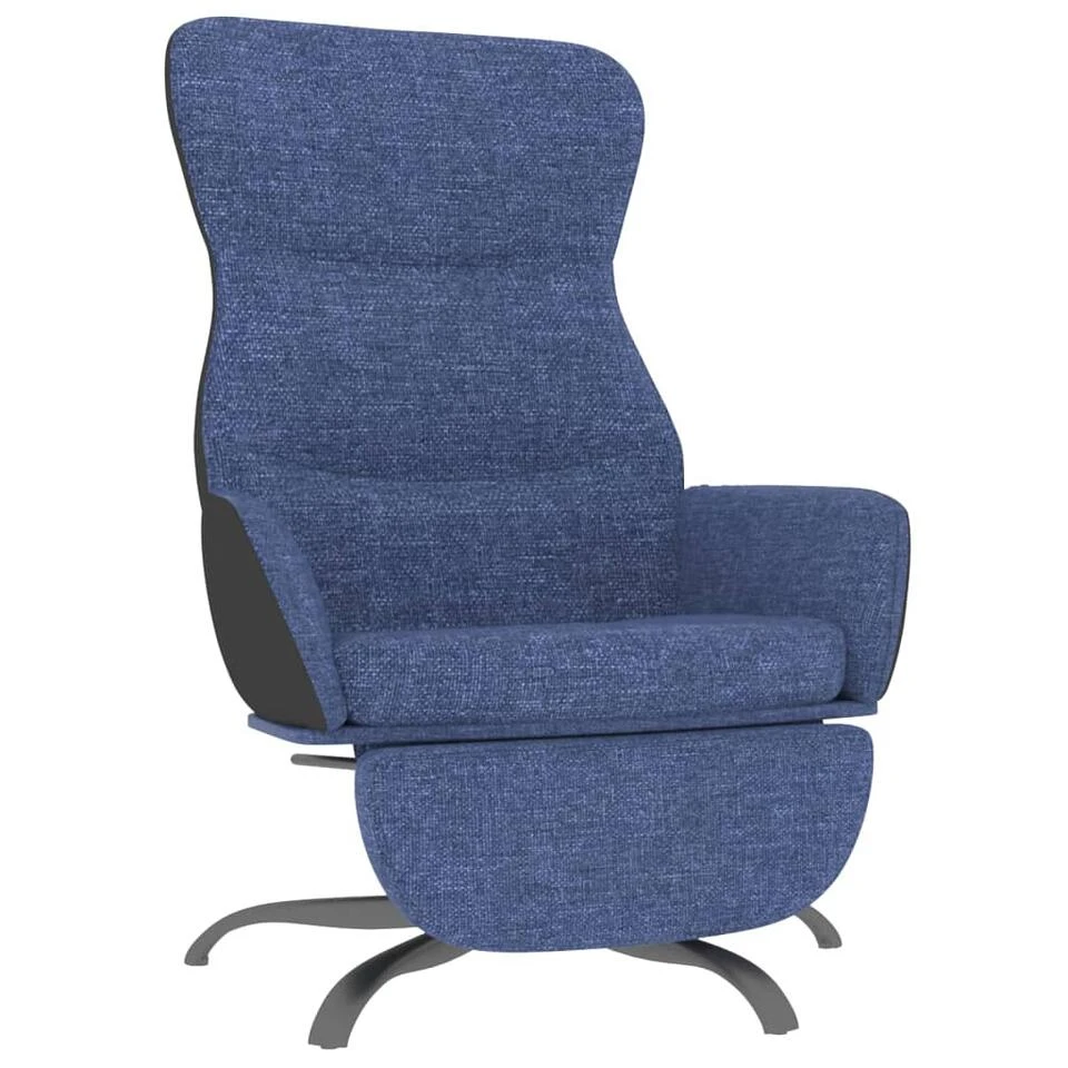 VidaXL Relaxstoel Met Voetensteun Stof Blauw 3 VidaXL Relaxstoel Met Voetensteun Stof Blauw