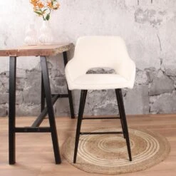 DS4U® Lenon Barkruk 67cm - Stof - Wit 7 DS4U® Lenon Barkruk 67cm - Stof - Wit -Meubelwinkel 1000096841 0102