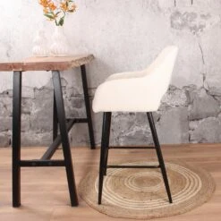 DS4U® Lenon Barkruk 67cm - Stof - Wit 8 DS4U® Lenon Barkruk 67cm - Stof - Wit -Meubelwinkel 1000096841 0103