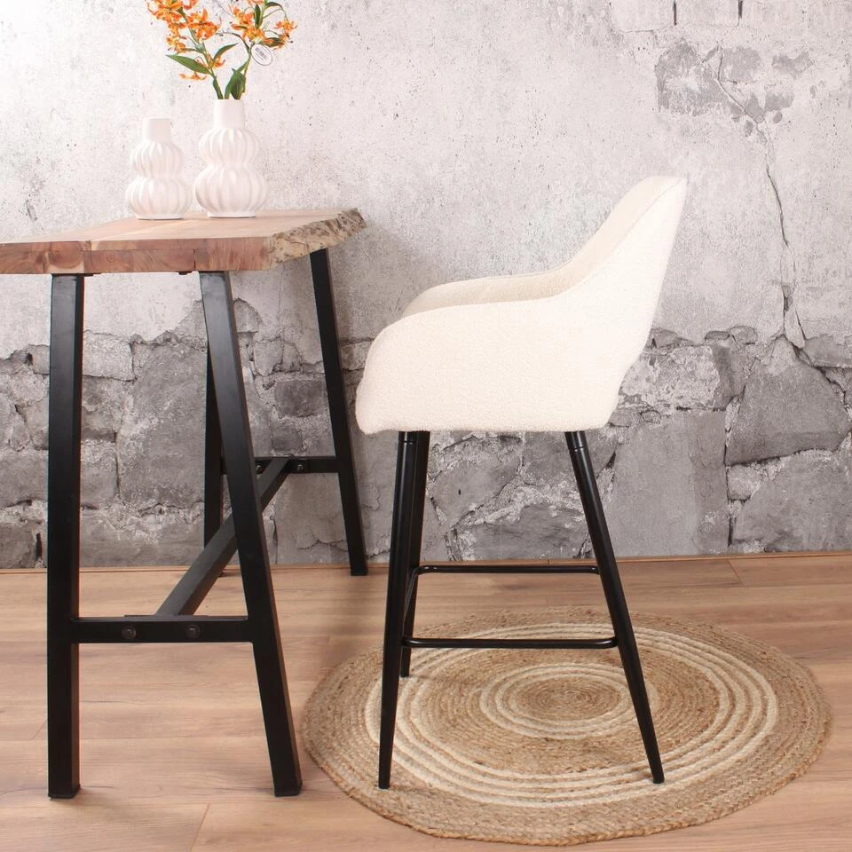 DS4U® Lenon Barkruk 67cm - Stof - Wit 5 DS4U® Lenon Barkruk 67cm - Stof - Wit - Afbeelding 3