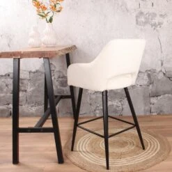 DS4U® Lenon Barkruk 67cm - Stof - Wit 9 DS4U® Lenon Barkruk 67cm - Stof - Wit -Meubelwinkel 1000096841 0104