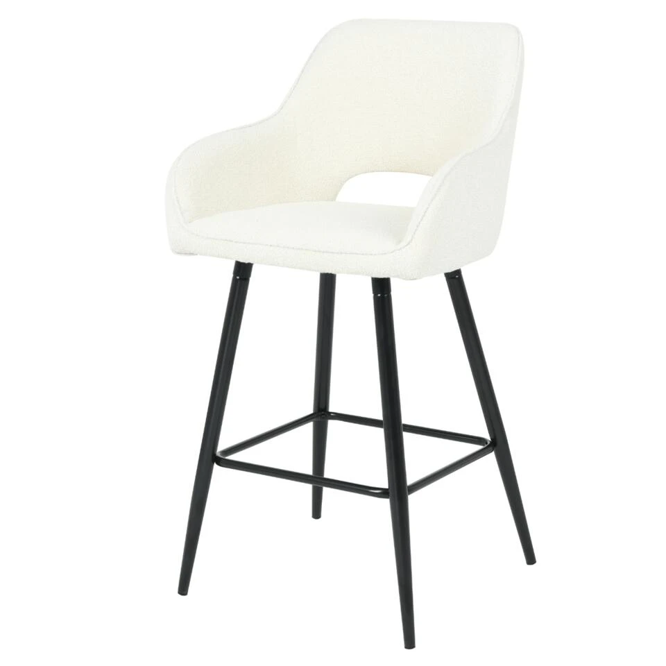 DS4U® Lenon Barkruk 67cm - Stof - Wit 3 DS4U® Lenon Barkruk 67cm - Stof - Wit