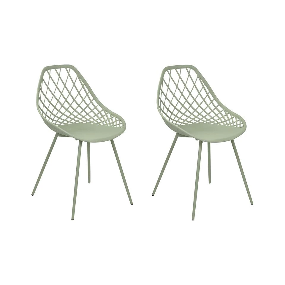 Beliani Eetkamerstoel CANTON II - Groen Synthetisch Materiaal 3 Beliani Eetkamerstoel CANTON II - Groen Synthetisch Materiaal