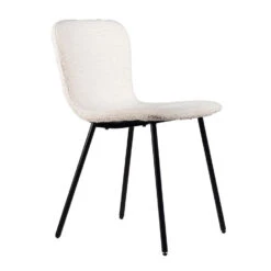 Giga Meubel Eetkamerstoel Bouclé - Wit - Set Van 2 - Stoel Lottie