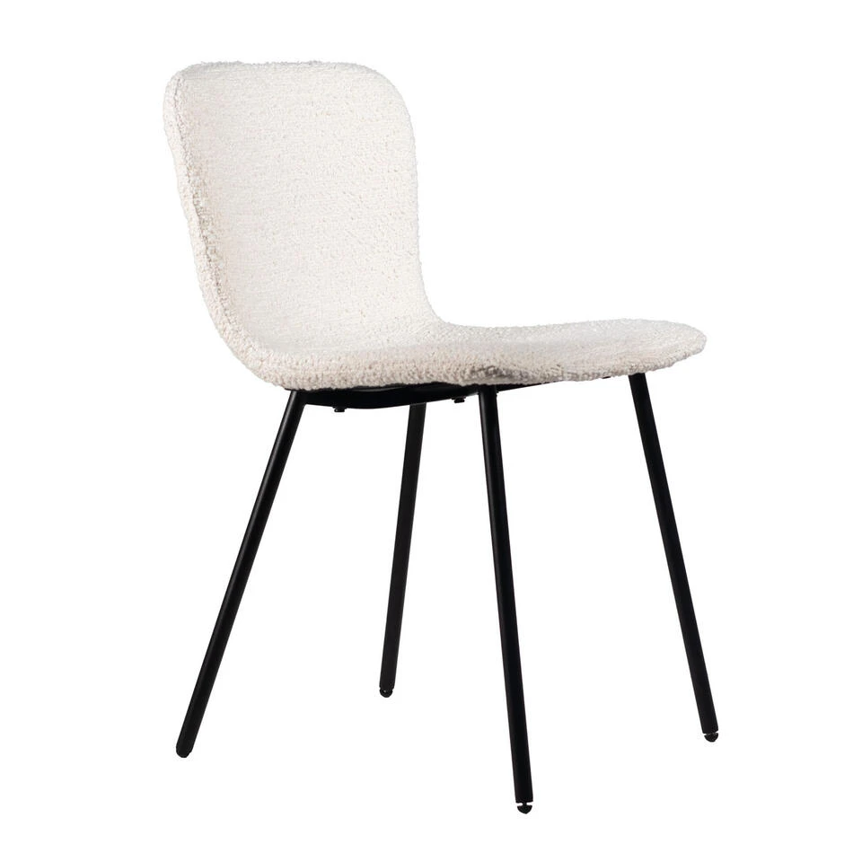 Giga Meubel Eetkamerstoel Bouclé - Wit - Set Van 2 - Stoel Lottie 3 Giga Meubel Eetkamerstoel Bouclé - Wit - Set Van 2 - Stoel Lottie