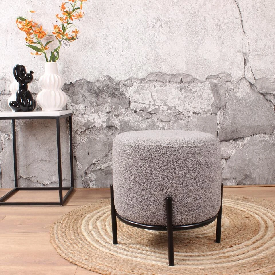 DS4U® Torben Hocker 35x38cm - Stof - Grijs 4 DS4U® Torben Hocker 35x38cm - Stof - Grijs - Afbeelding 2