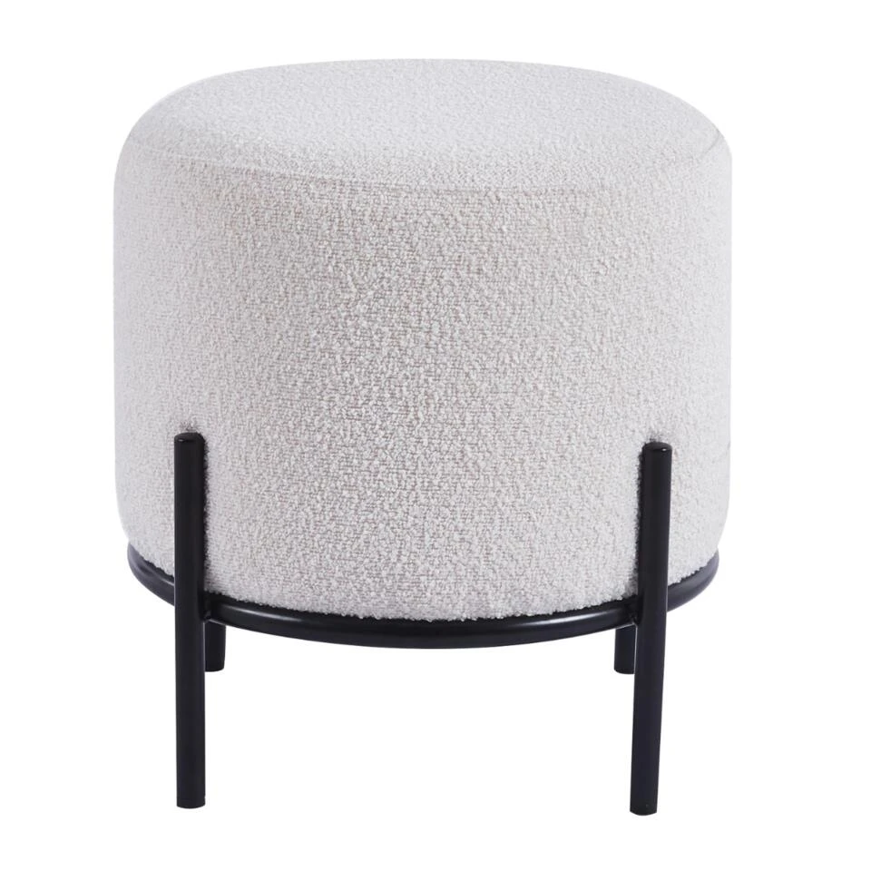 DS4U® Torben Hocker 35x38cm - Stof - Wit 3 DS4U® Torben Hocker 35x38cm - Stof - Wit