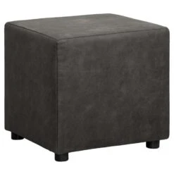 Hocker Nando - Antraciet - Stof Preston - 46x46x46 Cm -Meubelwinkel 10209445 0301