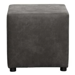 Hocker Nando - Antraciet - Stof Preston - 46x46x46 Cm