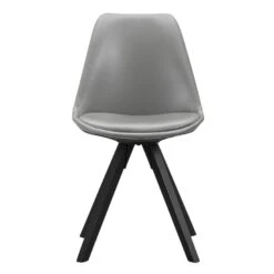 Eetkamerstoel Senja - Lederlook - Donkergrijs - Zwart Hout