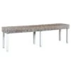 VidaXL Bankje 160 Cm Natuurlijk Kubu Rattan En Massief Mangohout Wit -Meubelwinkel 1239759216