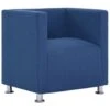 VidaXL Fauteuil Kubus Stof Blauw -Meubelwinkel 1307548832
