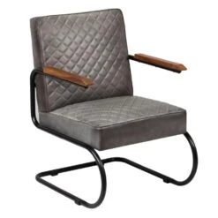 VidaXL Fauteuil Echt Leer Grijs -Meubelwinkel 1625525952 0103