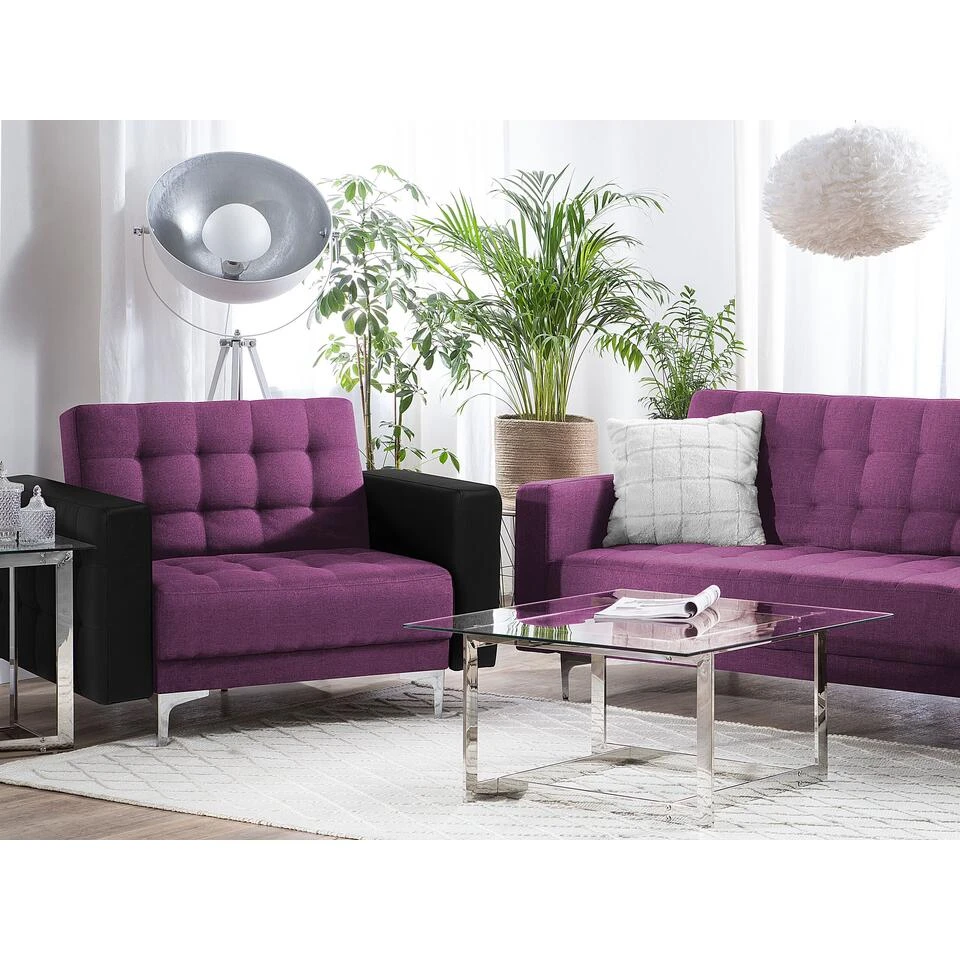 Beliani Fauteuil ABERDEEN - Paars Polyester 4 Beliani Fauteuil ABERDEEN - Paars Polyester - Afbeelding 2